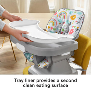 Fisher Price SpaceSaver Simple Clean High Chair with Removable Tray Liner, Gray