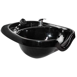 Chromium Professional Oval Shampoo Bowl and Fixture Set with Check Valve, Black
