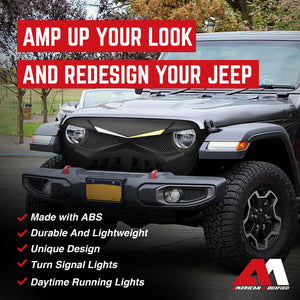 American Modified Hawke Grille Compatible with 18-23 Wrangler JL & Gladiator JT