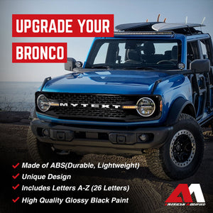 AMERICAN MODIFIED Armor Grille w/DIY Letters for 21-23 Ford Bronco, Glossy Black