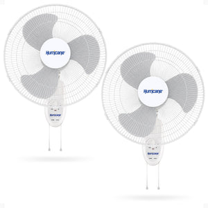 Hurricane Supreme 18 Inch 90 Degree Oscillating 3 Speed Wall Fan, White (2 Pack)