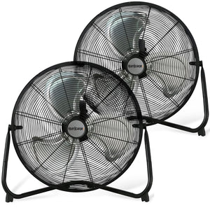 Hurricane Pro 20 Inch 3 Speed High Velocity Metal Floor Fan, Black (2 Pack)