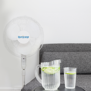 Hurricane Supreme 16 Inch 3 Speed Oscillating Stand Pedestal Fan, 2-Pack, White - TRAPSKI