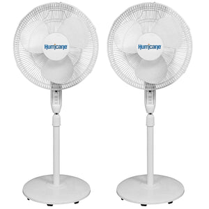 Hurricane Supreme 16 Inch 3 Speed Oscillating Stand Pedestal Fan, 2-Pack, White - TRAPSKI