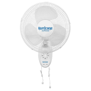 Hurricane Supreme 12 Inch Oscillating 3 Speed Portable Wall Mount Fan, 2 Pack