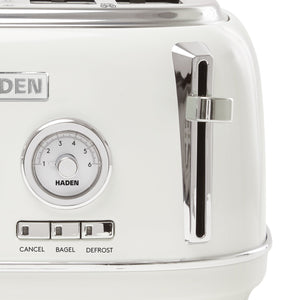 Haden Dorset 4 Slice Wide Slot Stainless Steel Toaster, Ivory & Chrome