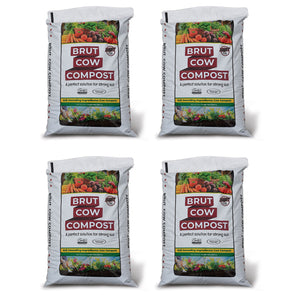 Brut Cow Compost, 4 Pack Composted Cow Manure Organic Soil Amendment, 1 Cu Ft