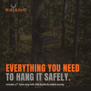 Big Game Captain XC Steel Hang-On Treestand with 20 x 30 Flip-Back Seat, Black
