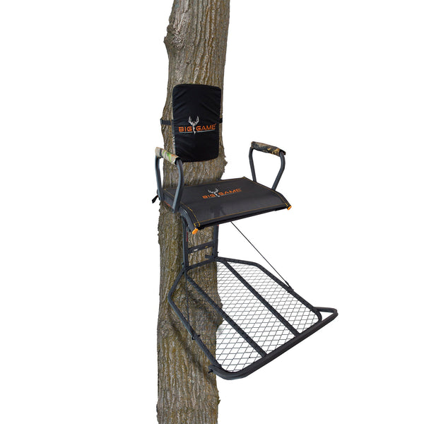 Big Game Captain XC Steel Hang-On Treestand with 20 x 30 Flip-Back Seat, Black