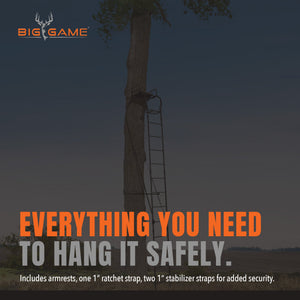 Big Game The Warrior Pro 1 Person Deer Hunting Ladder Climbing Tree Stand, Black