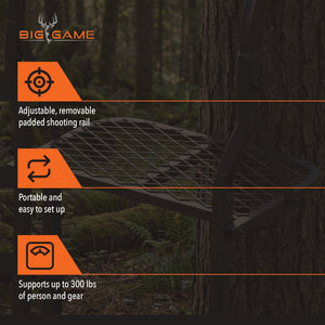 Big Game The Warrior Pro 1 Person Deer Hunting Ladder Climbing Tree Stand, Black