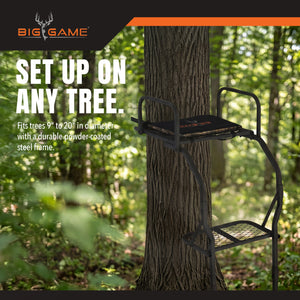 Big Game The Warrior Pro 1 Person Deer Hunting Ladder Climbing Tree Stand, Black