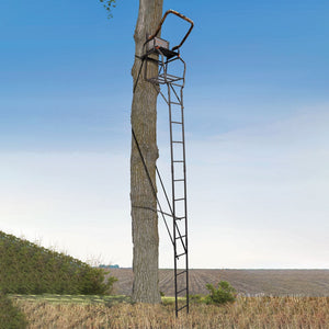 Big Game Striker XL 17.5' Ladder Treestand with Flip-Back Seat and Rail, Black