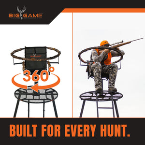 Big Game Apex 12.5 Foot Tripod Stand, Deer Hunting Ladder with Rotating Seat