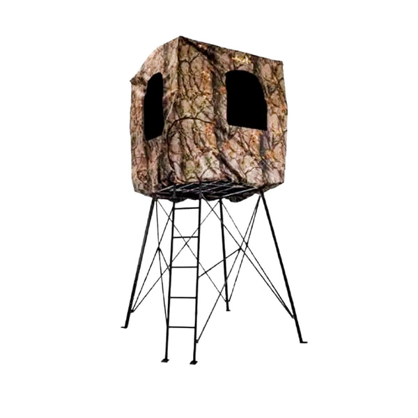 Muddy Quad Pod Hunting Stand 12 Foot Elevated Deer Blind with Camouflage Cover