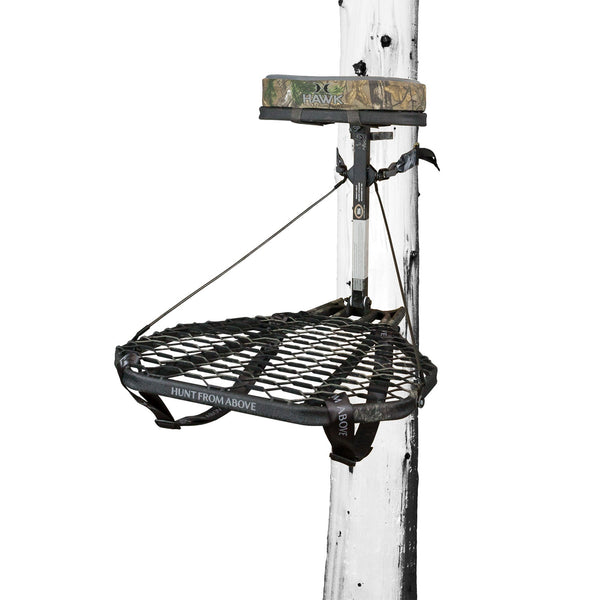 Hawk Mega Combat Hang On Tree Stand, Steel Hunting Deer Platform System, Black