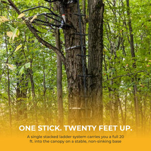 Hawk Traction Climbing Stick, 20' Tree Climbing Ladder Hunting Gear, Extra Grip