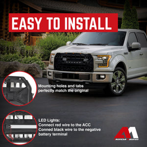 AMERICAN MODIFIED Armor Front Grille for 2015 to 2017 Ford F150, Glossy Black