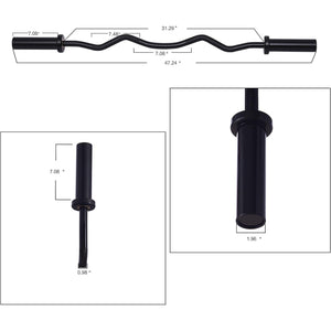 Signature Fitness Everyday Essentials Olympic Super Curl Barbell, 48 Inch, Black