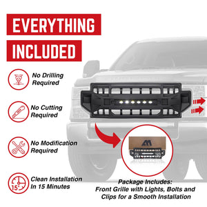 AMERICAN MODIFIED Front Grille Compatible with 2020-2022 Ford F250/F350, Black