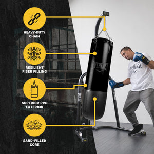Everlast Powerlock Heavy Bag w/ Double Reinforced D Ring and Nylon Strap, Black