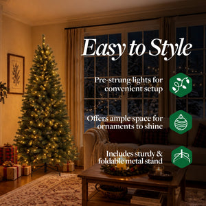 Home Heritage 7 Foot Brighampton Spruce Artificial Christmas Tree with LED Light