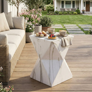 Modern Geometric MGO Side Table - Hourglass Accent Table