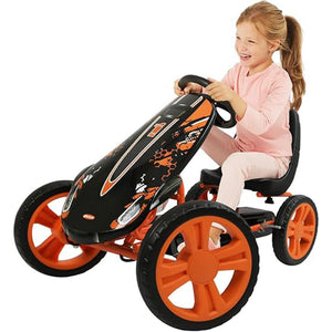 hauck Speedster Pedal Car w/ 3 Way Adjustable Bucket Seat & Steel Frame, Orange