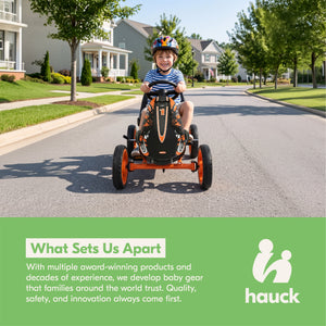 hauck Speedster Pedal Car w/ 3 Way Adjustable Bucket Seat & Steel Frame, Orange