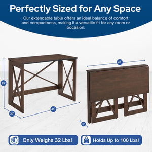 MECO Stakmore Stylish Versatile Folding Desk with Built In Outlets, Espresso - TRAPSKI