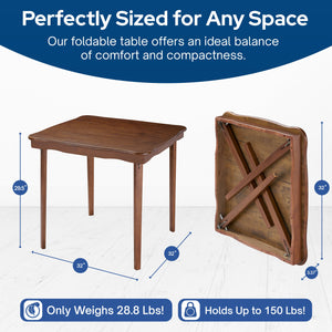 MECO Stakmore Scalloped Edge Compact Traditional Folding Card Table, Fruitwood