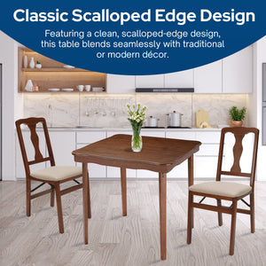MECO Stakmore Scalloped Edge Compact Traditional Folding Card Table, Fruitwood