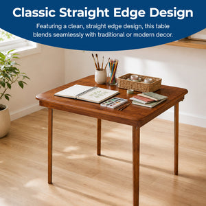 MECO Stakmore Classic Straight Edge Solid Wood Folding Card Table, Cherry Frame