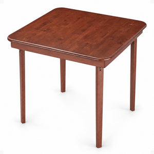 MECO Stakmore Classic Straight Edge Solid Wood Folding Card Table, Cherry Frame