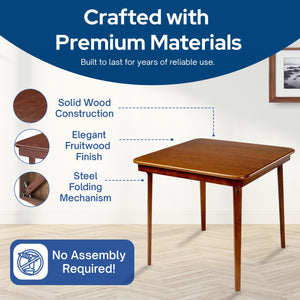 MECO Stakmore Classic Straight Edge Wood Folding Card Table, Fruitwood Frame