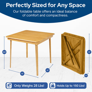 MECO Stakmore Classic Straight Edge Solid Wood Folding Card Table, Oak Frame