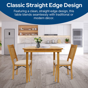 MECO Stakmore Classic Straight Edge Solid Wood Folding Card Table, Oak Frame