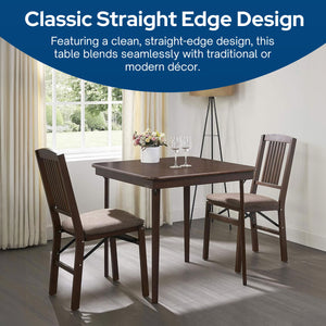 MECO Stakmore Classic Straight Edge Wood Folding Card Table, Espresso Frame