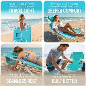 Ostrich The Original Chaise Lounge, Facedown Beach Pool Tanning Chair, Aqua