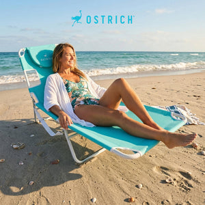 Ostrich The Original Chaise Lounge, Facedown Beach Pool Tanning Chair, Aqua