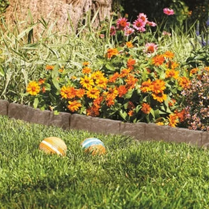 Suncast Plastic Border Stone Edging for Enclosing Flower Beds or Garden, Brown