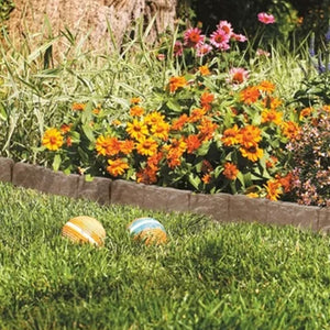 Suncast Plastic Border Stone Edging for Enclosing Flower Beds or Garden, Brown