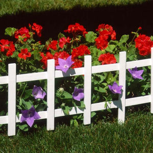 Suncast Cape Cod Styling Long Border Fence w/ Interlocking Tabs, White (4 Pack)