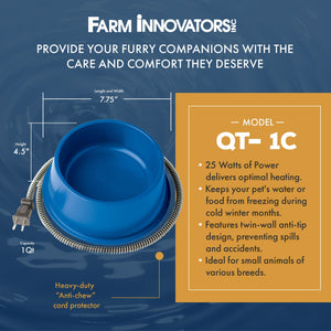 Farm Innovators Plastic Heated Pet Bowl with Anti Chew Cord for All Breed Sizes - TRAPSKI