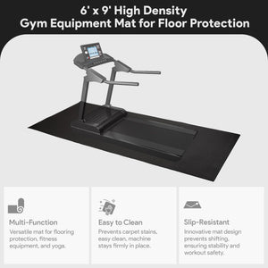 BalanceFrom High-Density Gym Equipment Mat, 1/4-Inch PVC Protective Floor Mat for Treadmills, Exercise Bikes, and Heavy Fitness Machines, 9' x 6'