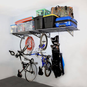 SafeRacks 18x48 Inch Garage Wall Mounted Wire Utility Shelf, Hammertone (2 Pack)