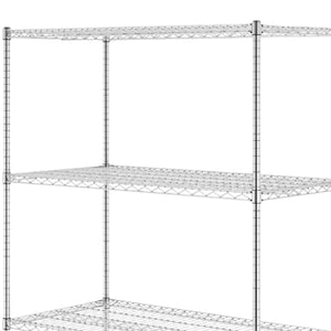SafeRacks 4 Tiered Storage Shelves w/Heavy Duty Steel Wire Shelving Unit, Silver