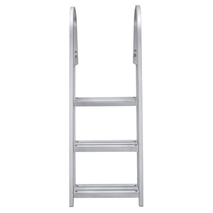 RecPro 3 Step Angled Aluminum Pontoon Dock and Boat Boarding Ladder, Silver