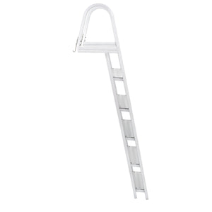 RecPro 5 Step Angled Aluminum Pontoon Dock and Boat Boarding Ladder, Silver
