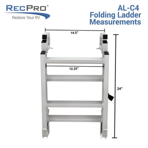 RecPro Compact Space Saving Aluminum Quick Release 4-Step Pontoon Boat Ladder